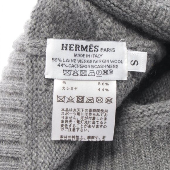 Hermes Knit Cap Button S Gray Wool main image 5